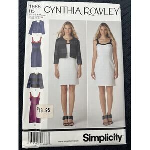 Simplicity 1688 Cynthia Rowley Misses Dress Jacket Pattern H5 6 8 10 12 14 Uncut